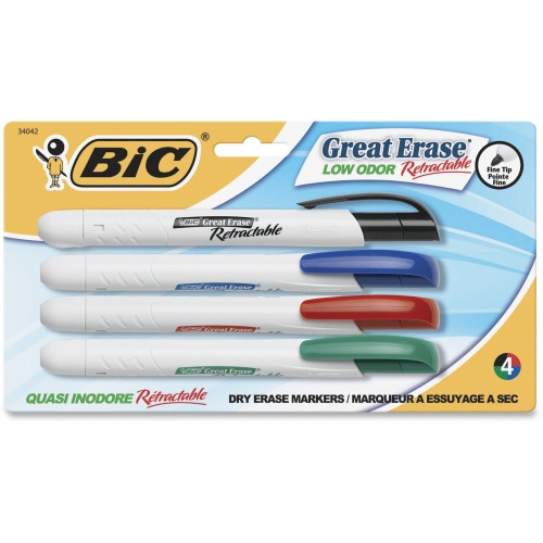 BIC Great Erase Retractable Dry Erase Markers BICDERP41ASST